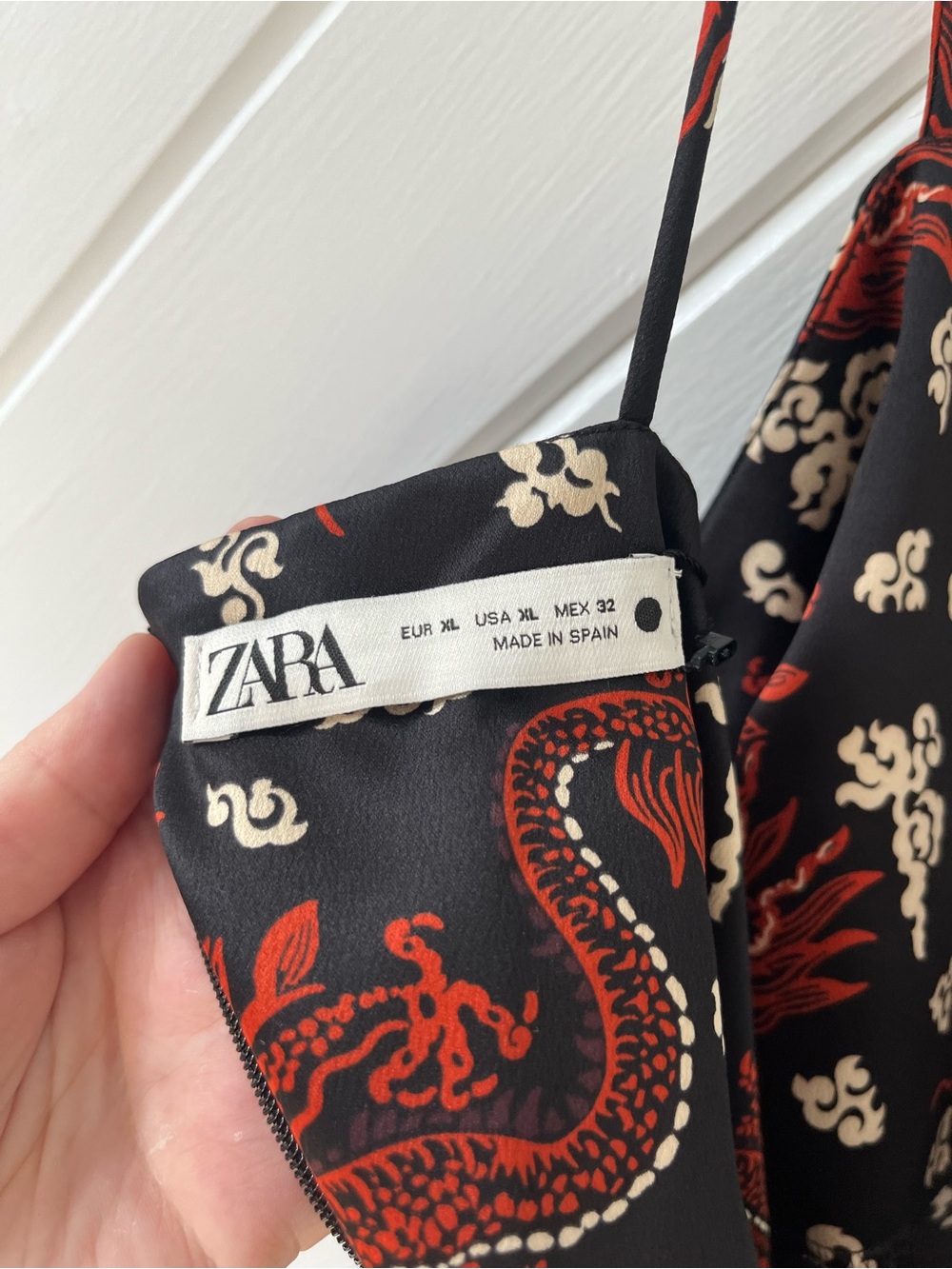 Zara Black Mini Slip Dress with Red Dragon Print - Picture 7 of 8